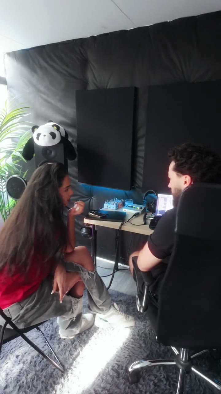 Isadora recording a session with Yoshi in London